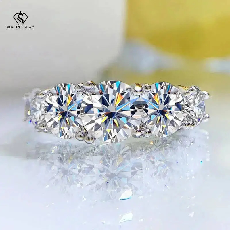 3.6CT All e Rings For Women 5 Stones Sparkling Dia Wedding Band 100% Sterling Silver Jewelry 260915