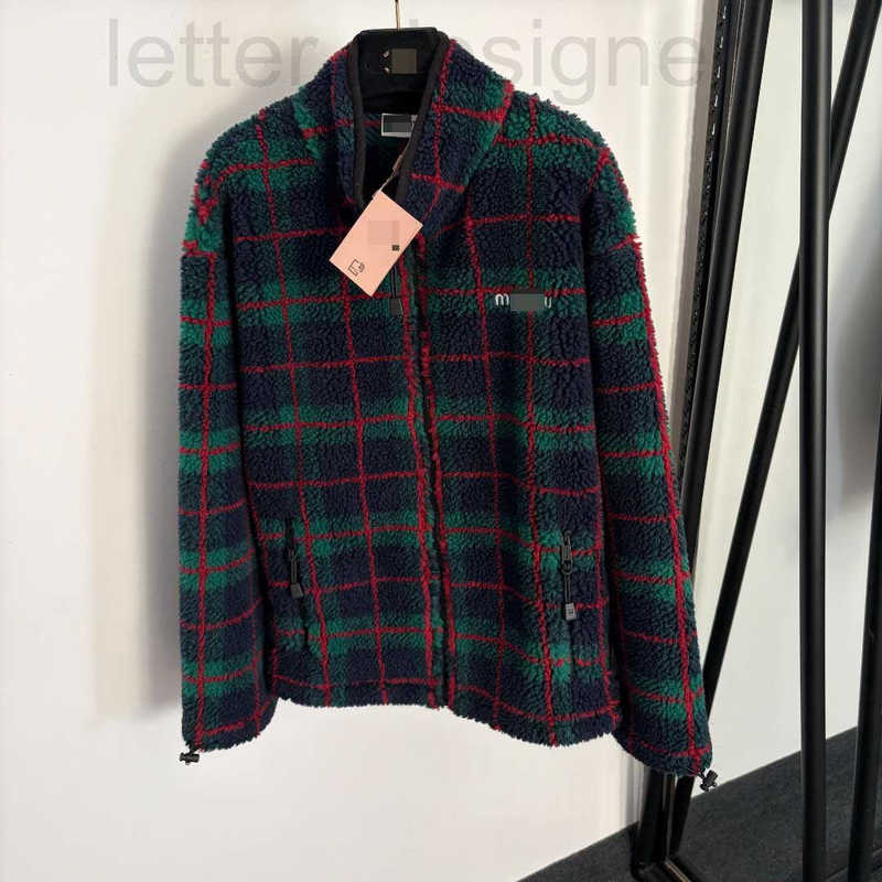 Designer Women's Blouses & Shirts high-end stylish new design: embroidered lettering, color-blocked plaid, long-sleeved zip-up jacket made of l