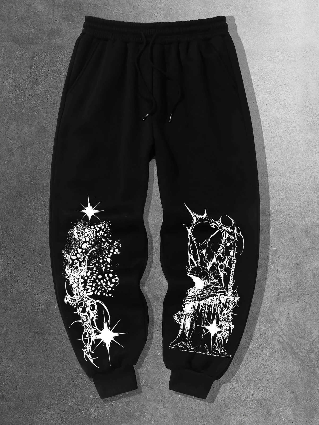 Casual Gothic Men's Dark Style Sports Jogging Pants - Must-Have for Campus Trends D260916