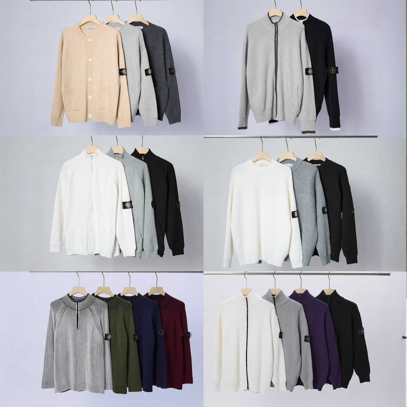 STONE Stone Zipper Cardigan Stand Collar Badge Functional Knitted Sweater Autumn Winter Casual Unisex Q260915