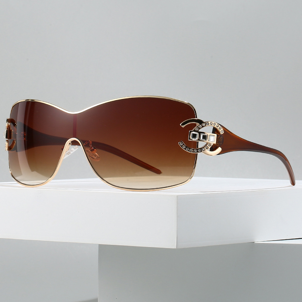 Luxury Oversized Diamond One-piece Punk Sunglasses Women Men Vintage Ladies Sun Glasses Y2K Sunglass Travel Eyewear UV400 J260916