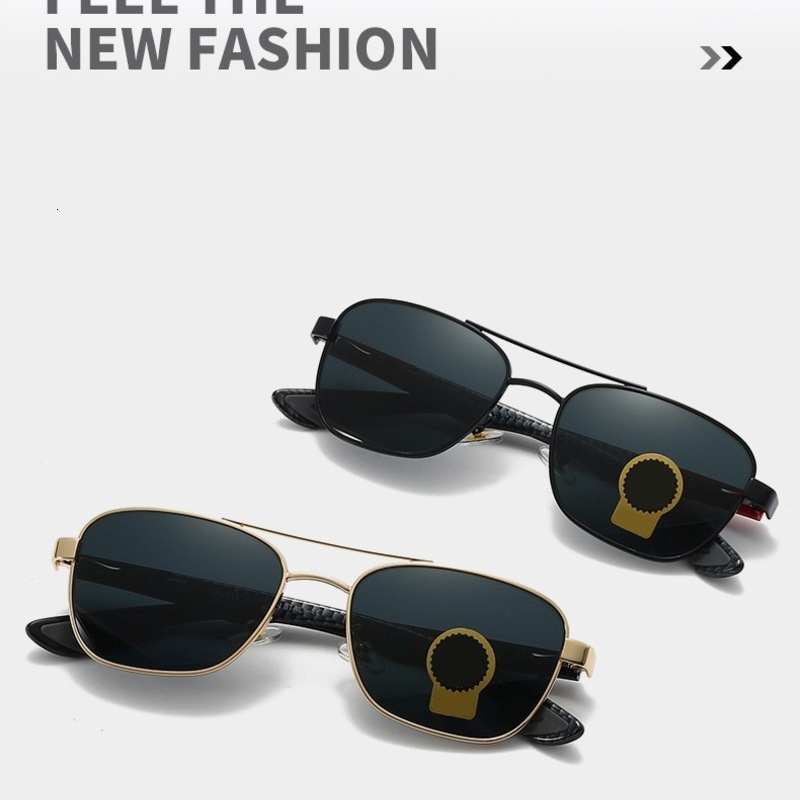 2026 New 82005 RBSunglasses Men Women Double Bridge Rectangular Pilot Black Gold Metal Frame UV400 Green Lens Outdoor Driving Eyewear with Box