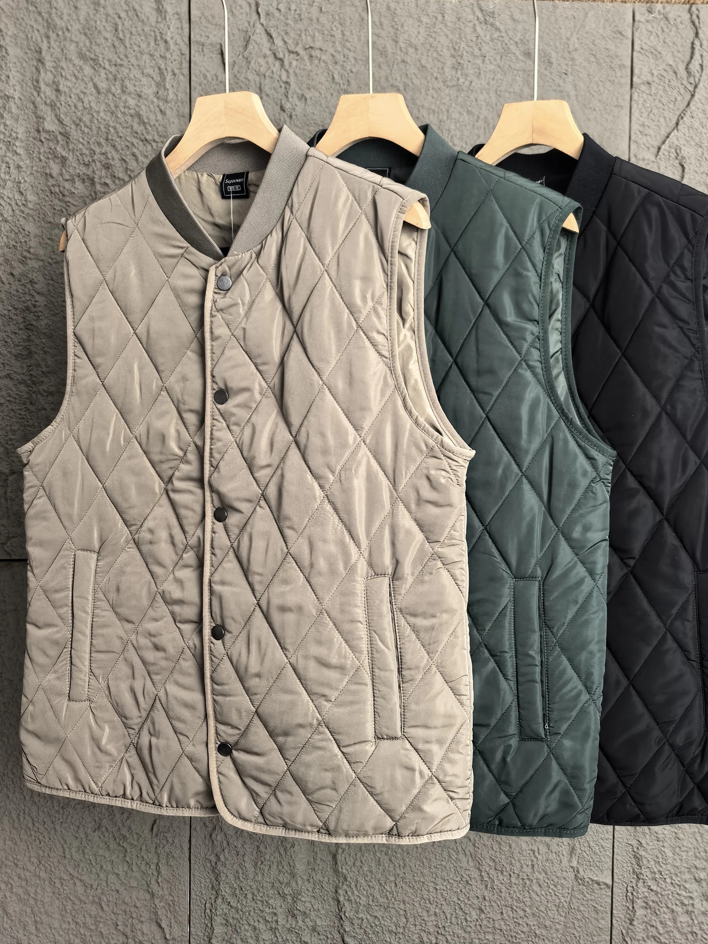 Lightweight Warm Stiched Stand Collar Cotton Vest Autumn Winter Men Casual Thin Color Jacket Youth Standard Fit 260916