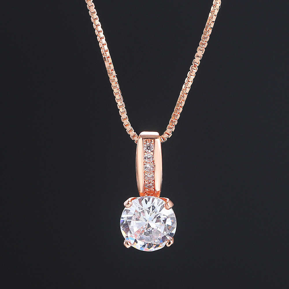 Simple Crystal Minimalist Pendants Necklaces For Women Charms Zirconia Necklace Rose Gold Color Fashionable Neck Jewelry GiftsT260916