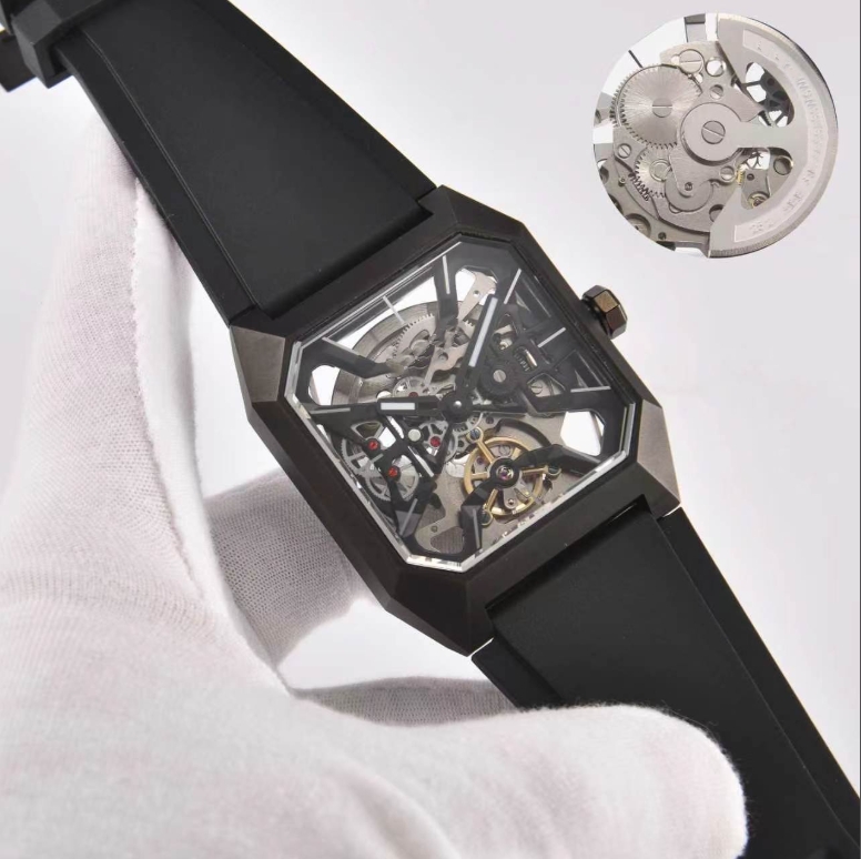 New BELity ROSity Watches Automatic mechanical Hollowed-out bottom wristwatches High Quality Luxury Brand Chronograph rubber Clock l Belt Waal thetc