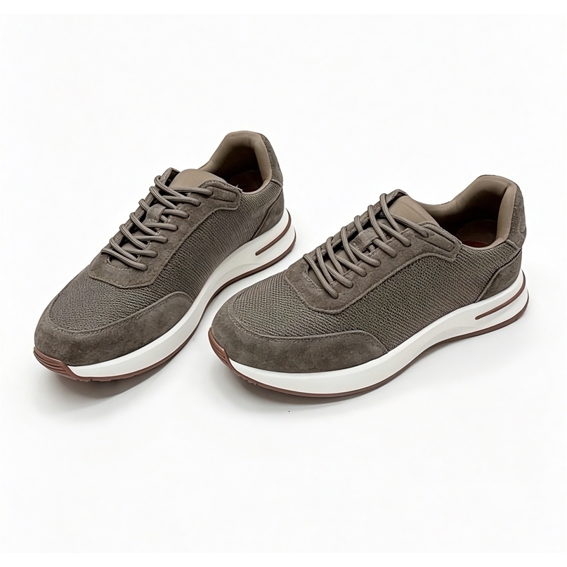 Mens Breathable Mesh Sneakers Casual Suede Patchwork Laceup Walking Shoes NonSlip Comfortable Daily Outdoor Sports 260915