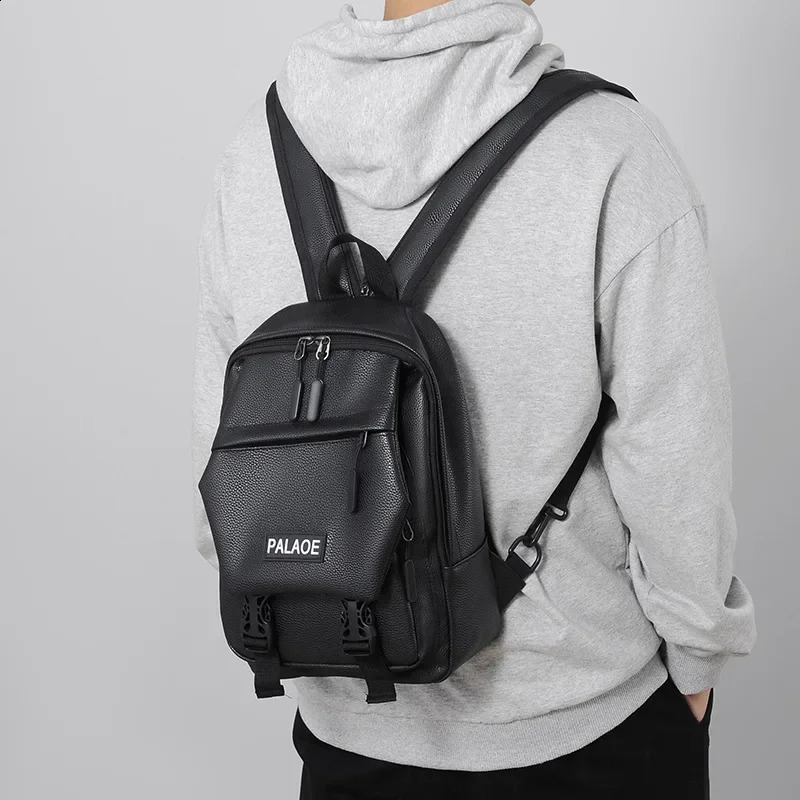 Mini Men's Backpack Fashion Small Man Multifunction Chest Bag Schoolbag Travel Backpacks Male Rucksack Pu Leather Bagpack 260916