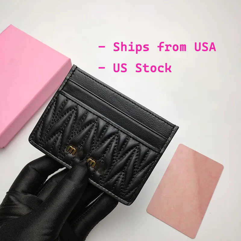 Luxury m fashion woman card holder US Stock classic Purses quilted wholesale gold hardware small black mini Designer wallet leather