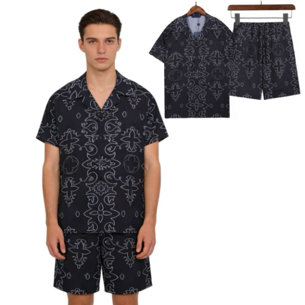 Luxury Designer Men Short Sleeve Set, Seaside Holiday T Shirt & Shorts Outfit, Unisex Casual Sportswear