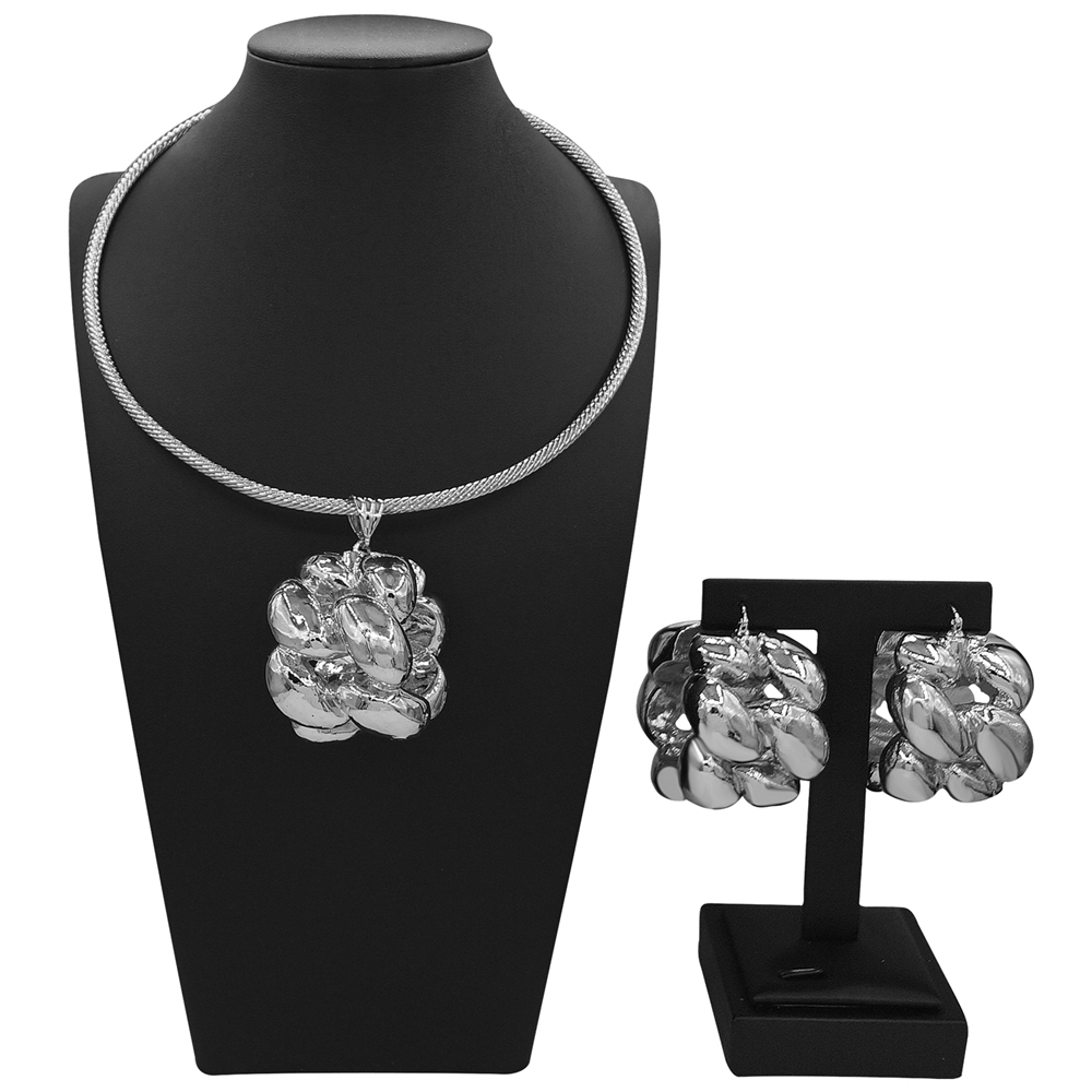 Yulaili Brazilian and Italian Gold Plated Ladies Fashion Jewelry Luxury Dubai Jewelry Sets High Quality Necklace Jewelry Set HK133914Y