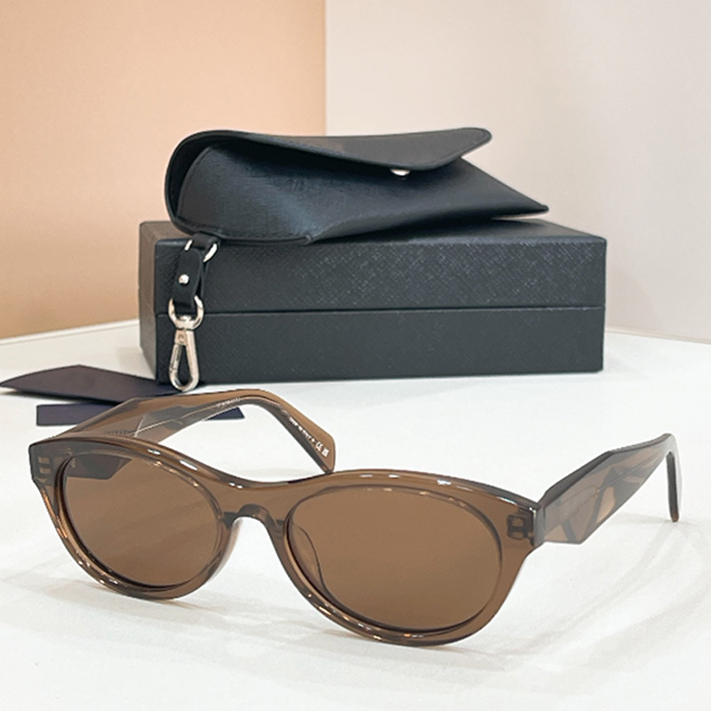 Retro Style Womens small Frame Oval Sunglasses PRD18V Designer Top Quality Brown Frame Oval Eyeglass Mens Womens daily wear sunglasses