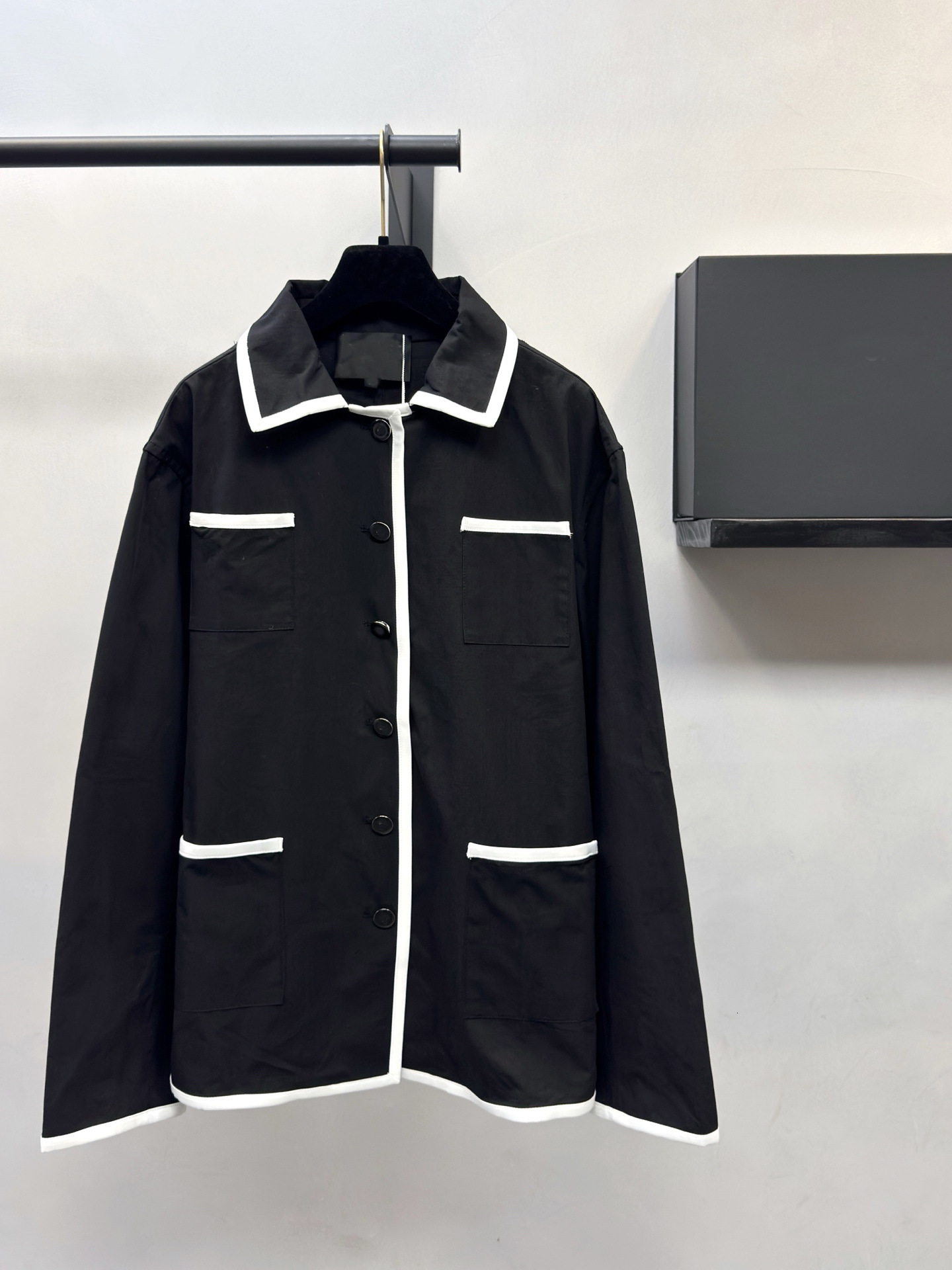 Designer Autumn Collection Small Single-Breasted Loose Coat With Contrasting Color Trim And Pockets dc79