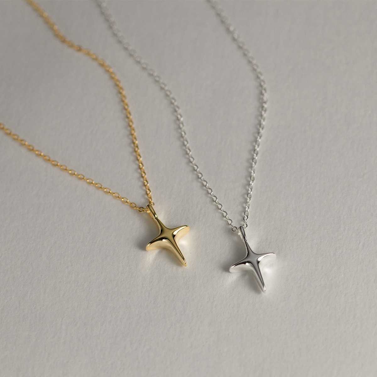 Sterling Silver S925 Necklaces For Women Simple Chain Fashion Minimalist Pendant Gold Star Necklaces Birthday GiftT260916