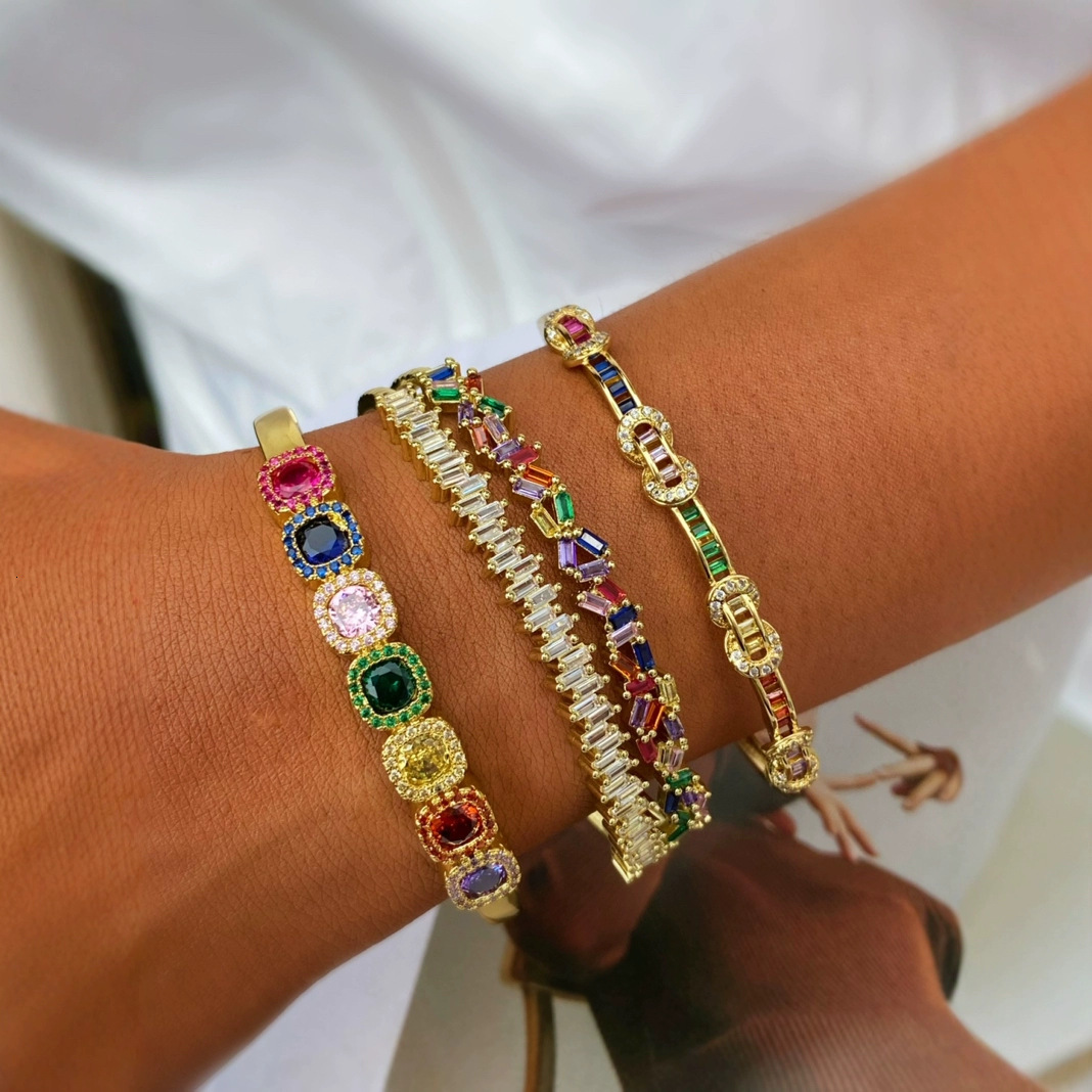 Luxurious Designer Hot-selling Fashionable Rainbow Glitter Bracelets. European And American Instagram Fashion Ladies' Light Luxury Bracelets, N