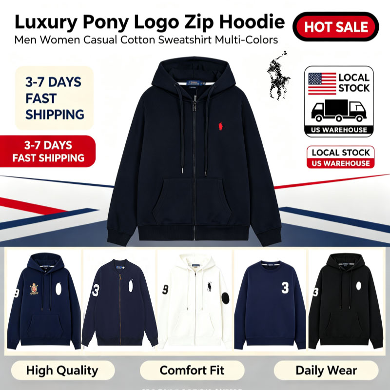 polo hoodie High Quality Mens Women Zip Hoodie Long Sleeve Cardigan Spring Autumn Daily Outfits Hip Hop Street Fashion Hooded Sport Sweatshirt Jacke