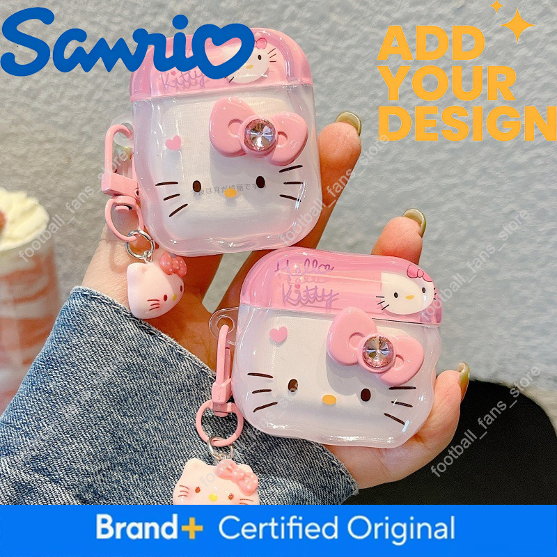 Cartoon Pink Kitty Cat Bow Earphones Case for Apple AirPods Pro Pro2 4 3 2 1 Protective Sleeve with Keychain 73