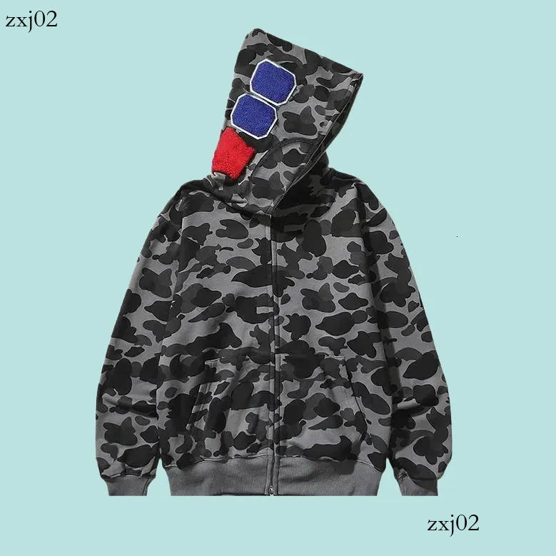 Hoodies Men Designer High Quality Classic Zip Hoody Shark Jacket Camo Streetwear Camouflage Letter Print Sweatshirt Cotton Pullover Hoodies A04