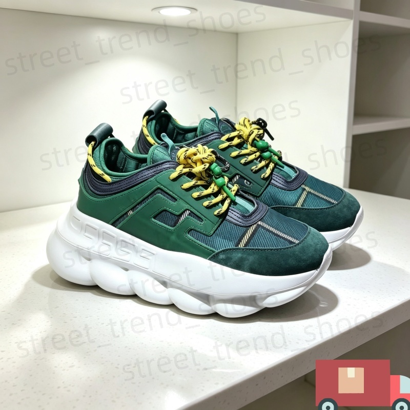 Top Luxury Brand Men Chain Reaction Sneakers Shoes Neoprene Mesh Leather Trainers Fabric Smooth Footwear Casual Walking EU38-46 Original k1