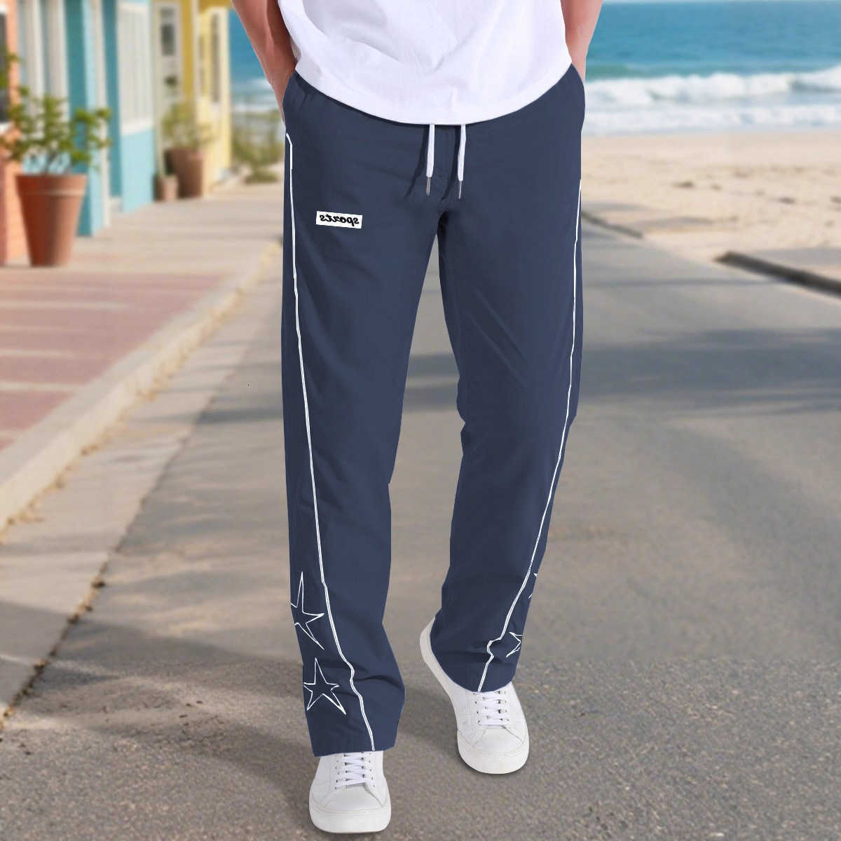 European American High Street New Embroidered Pants for Men's Sports and Casual Trousers D260916