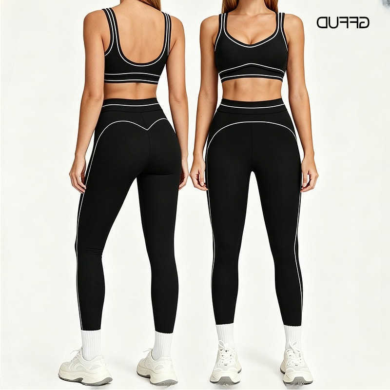Summer Women Set 2 Piece High Waist Push Up Leggings Quick Dry Sports Bra Top Gym Running Athletic Wear Tailoring Lines S260916VY01
