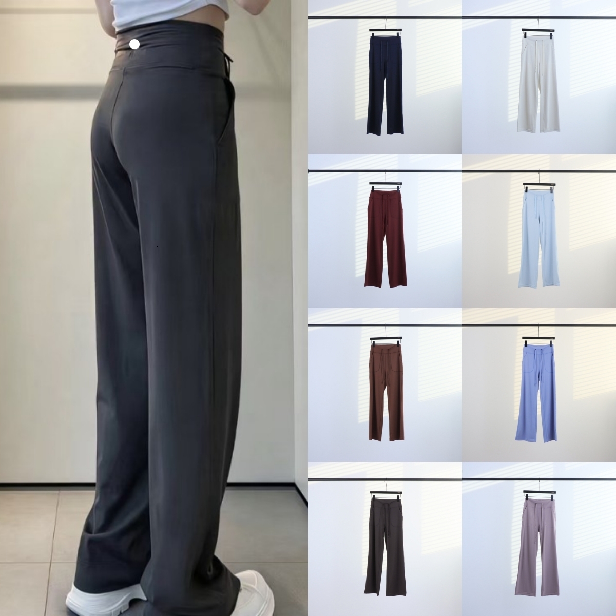 Women Yoga Pants Gym Workout Pants High Waist Drawstring Straight Leg Loose Slimming Long Pants Wide Leg Casual Running Fitness Sports Lounge Pilate