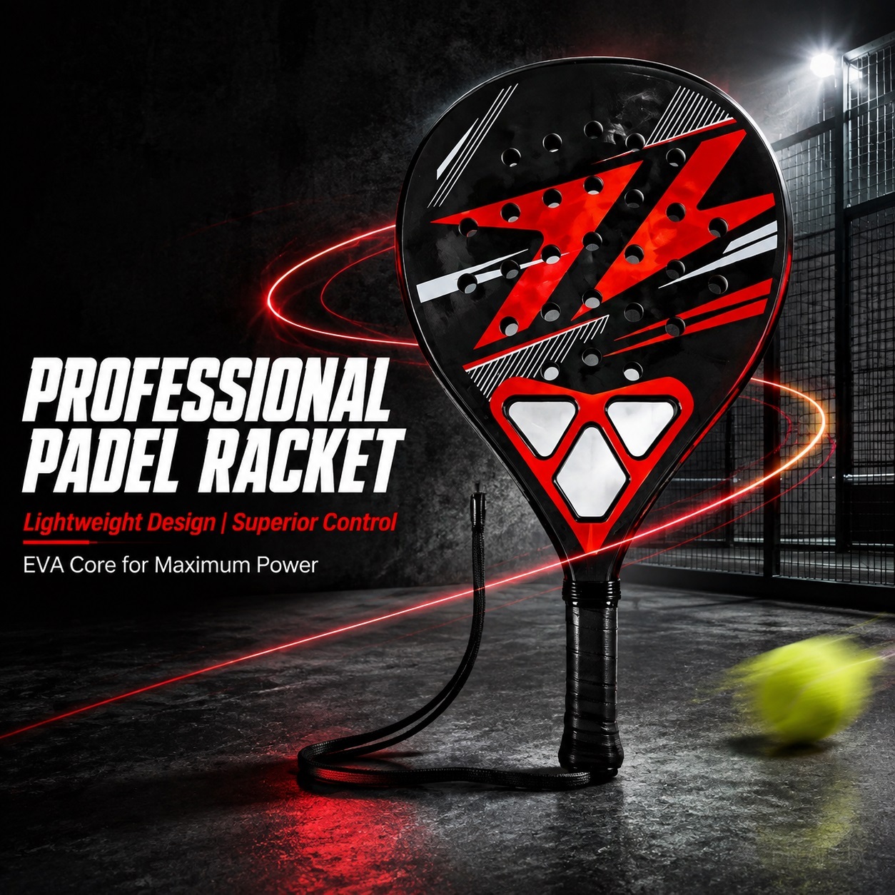 2026 New WNONSO Professional Fiberglass outdoor Padel Racket Soft Feel Durable Tear Shape EVA Core Beginner Control Lightweight Comfort Design J2609
