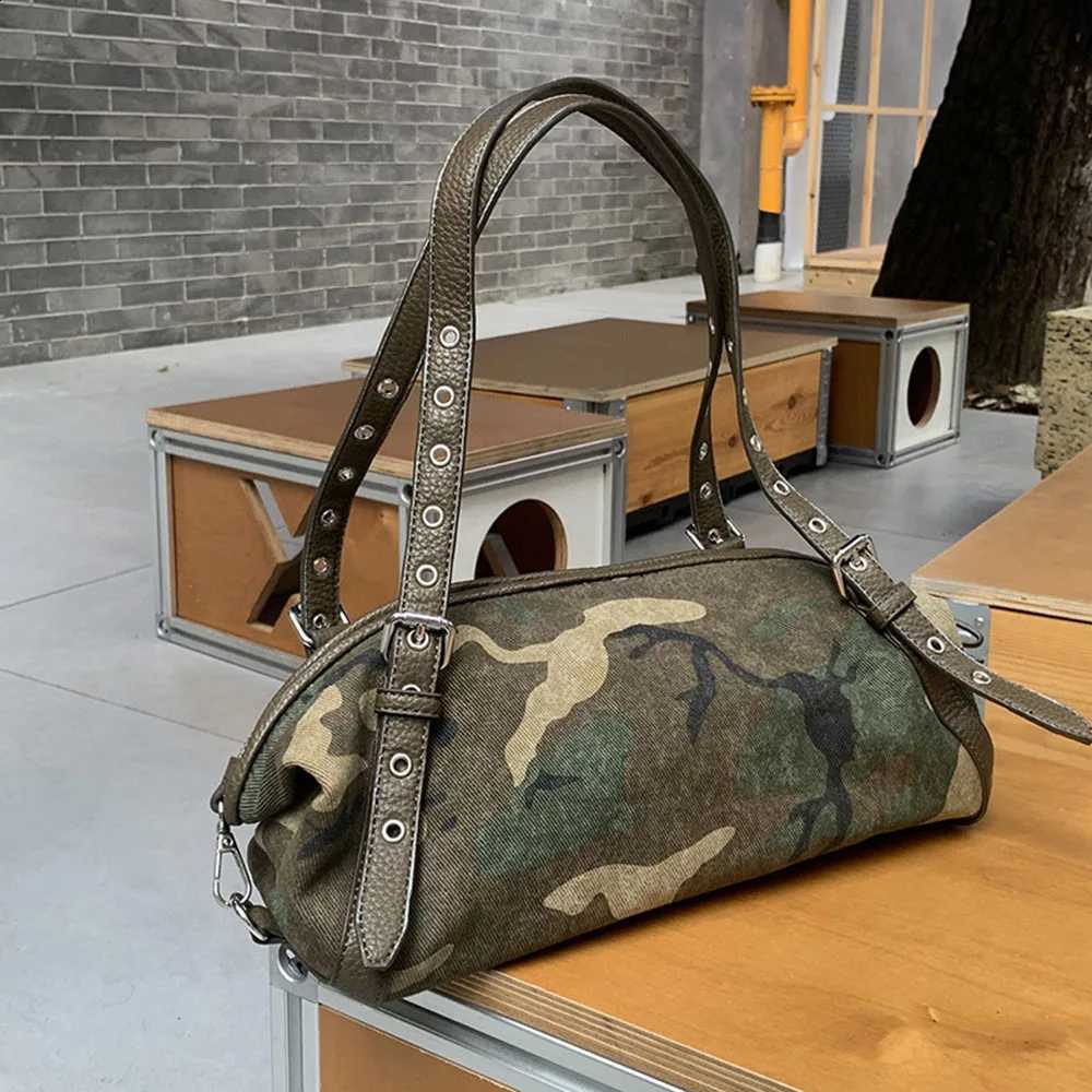 Designer Camo Wen Y2K Vintage Shoder Underarm Bag Large Capacity PU Pahwork Spld Hobo Handbag Street Casual Ladies Daily Purse J260916