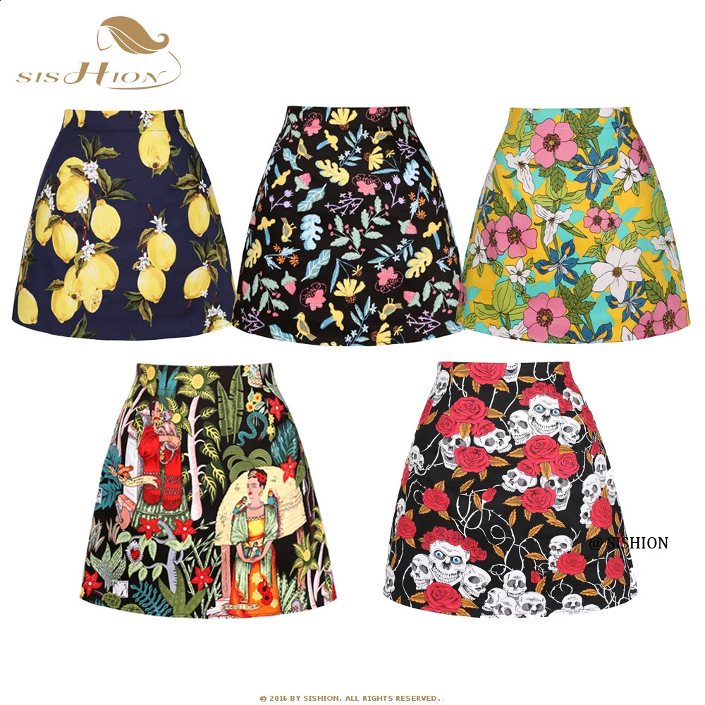 SISHION Drop Floral Toucan Print Mini Skirt SS0008 Cotton Vintage Slim Retro Sexy Skirts Womens Ladies Women Skirt Y2K 260916