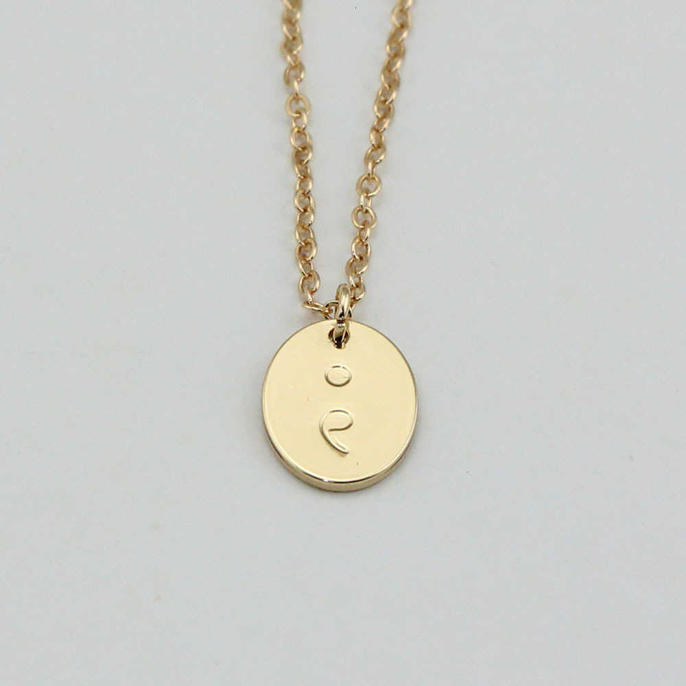 High Quality Wholesale Women Accessories Jewelry New Design Semicolon Engraved Pendant NecklaceT260916