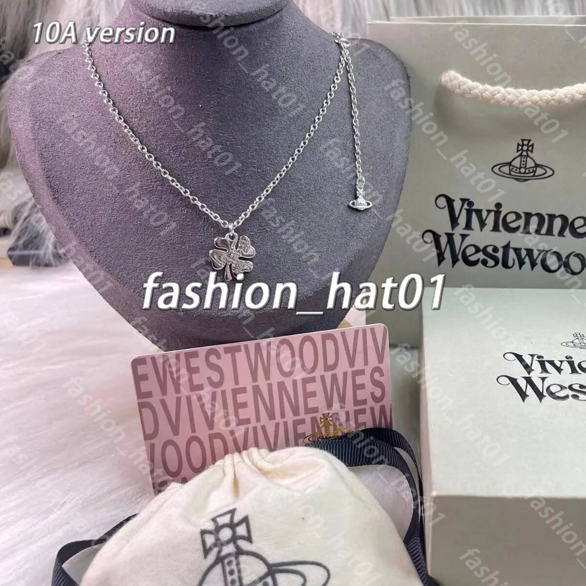 Designer Vivienes Viviannens Saturn 24 New Western Empress Dowager Four Leaf Clover Saturn Viviane Necklace Female Fashion Light Luxury Lucky Grass