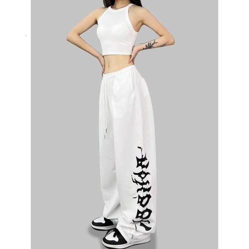 Hop Unisex Summer QuickDry Hip Long Pants Black Gothic Letter Print WideLeg Trousers Streetwear Dance Sweatpants Men Women D260916