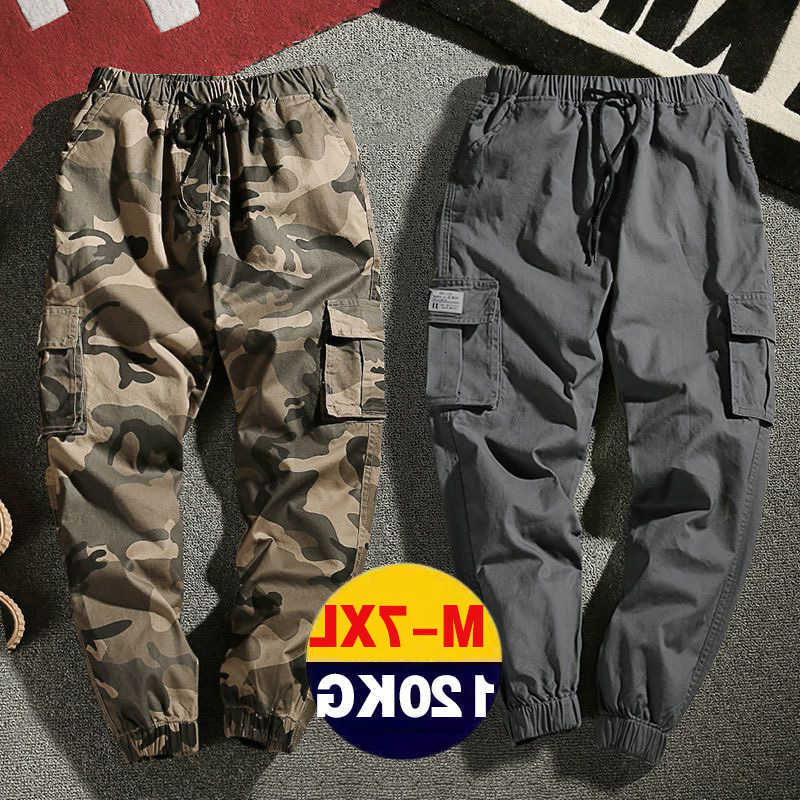 Men Camouflage Cargo Cotton Pants Streetwear Korean Hip Hop Joggers 7XL Loose Fit Casual Trousers Multi-Pockets Elastic Waist D260916