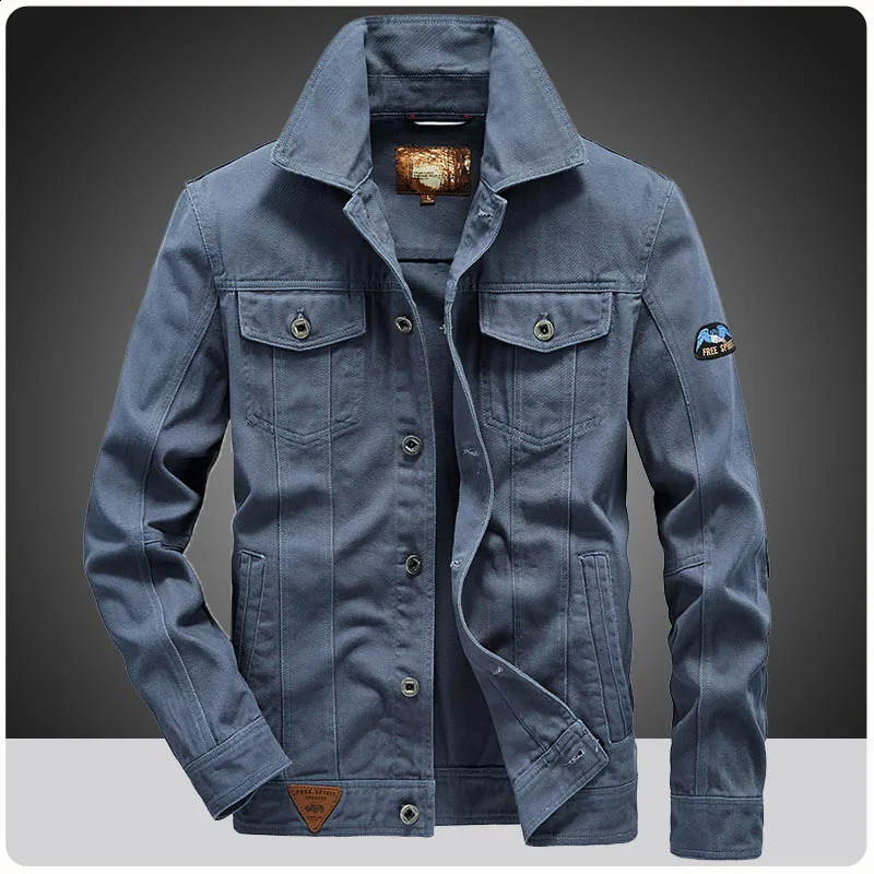 High Quality Spring Autumn 100% Cotton Cargo Bomber Jackets Casual Streetwear Field Windbreaker Varsity Denim Coats Men Clothing 260916