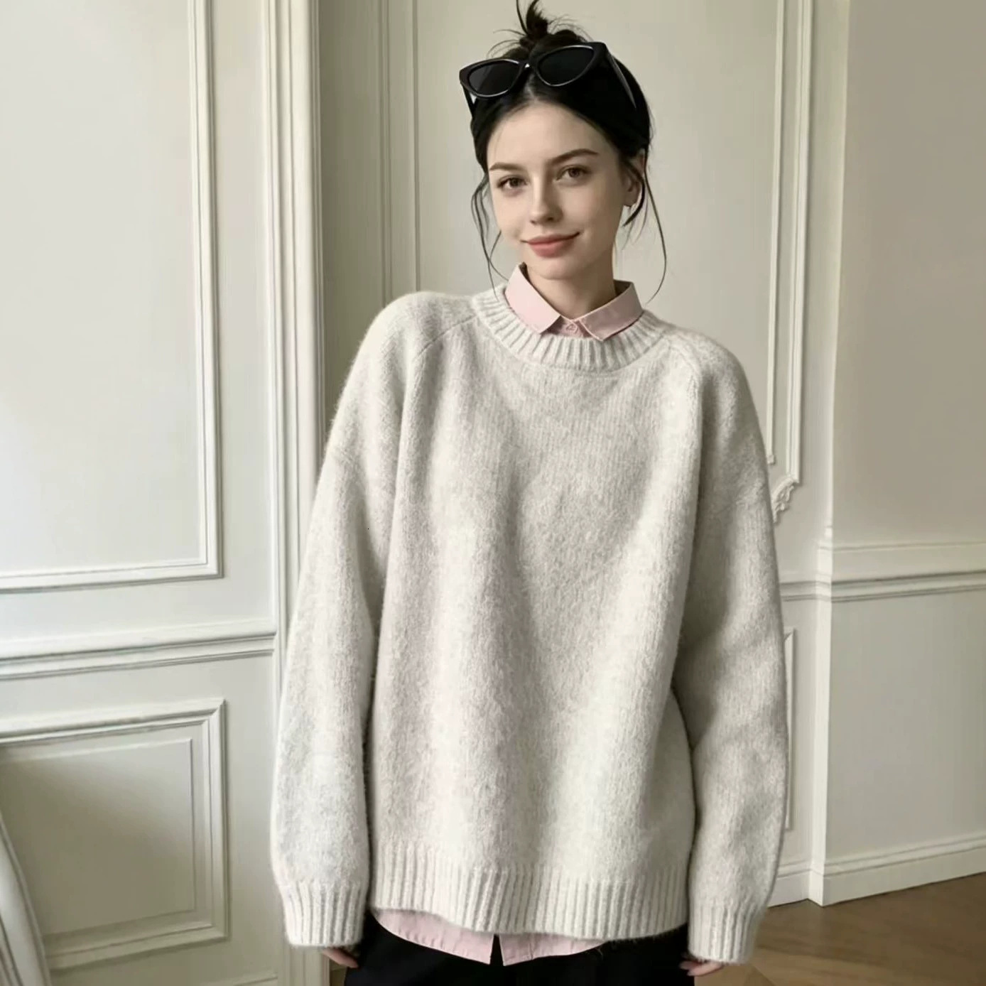 Cross-Border, Oversized, Loose-Fitting Sweater For Women, New Autumn/Winter Style, Versatile, Soft, And Thick, Made From A Wool Blend Spider Hoodie
