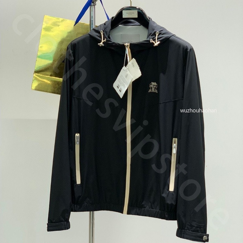 Luxury Designer Mens Coat Winter Embroidered Casual Hooded Windbreaker Jacket Coat Black Khaki B1289