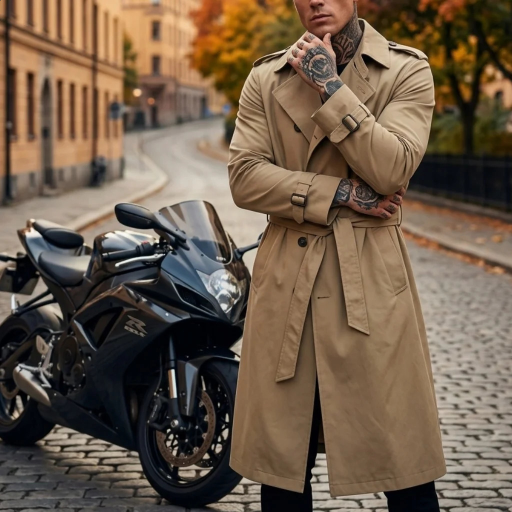 Streetwear Fashion Trench Men's Thin Coat ner Overlong British Coats Man's Clothing With Epaulets Men's Jackets For Spring 260916