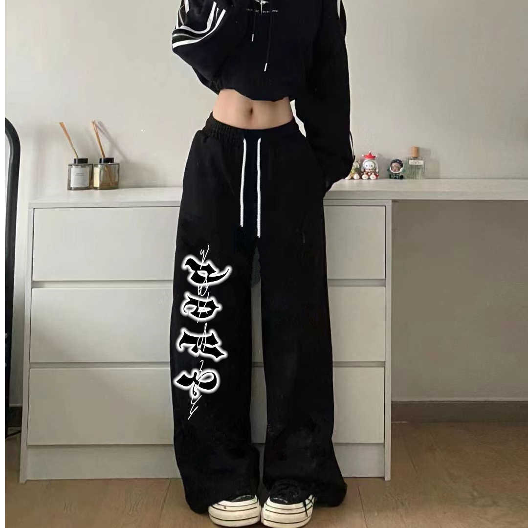 Women 2024 Spring Summer New Pants High Waist Drawstring Vintage Hip-hop Long Trousers Y2K Streetwear Women's Pants D260916