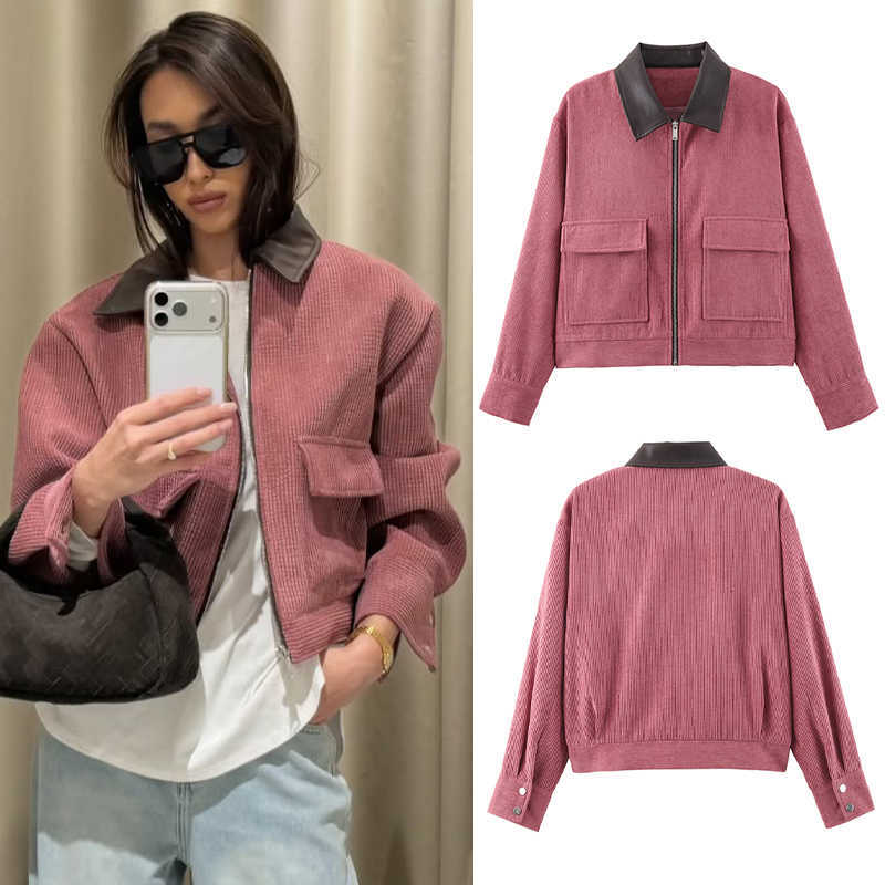 Spring Pink SLTNX Casual Jacket Women's Loose Fit Streetwear Front Zipper Pockets Lounge Wear Daily OuterwearT260916