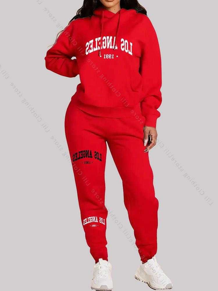 Angeles Los letter print Women Sets Hoodie and Pants sports suit High Quty Spring Autumn Aesthetic clothing Women activewear S260916N3IL