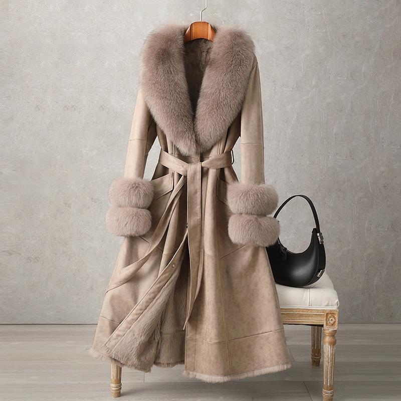 Womens Wide Lapel Maxi Length Belted Coat Fall Winter Long Sleeve Waist Tie Silhouette Elegant Outerwear For Daily Commute And Dating