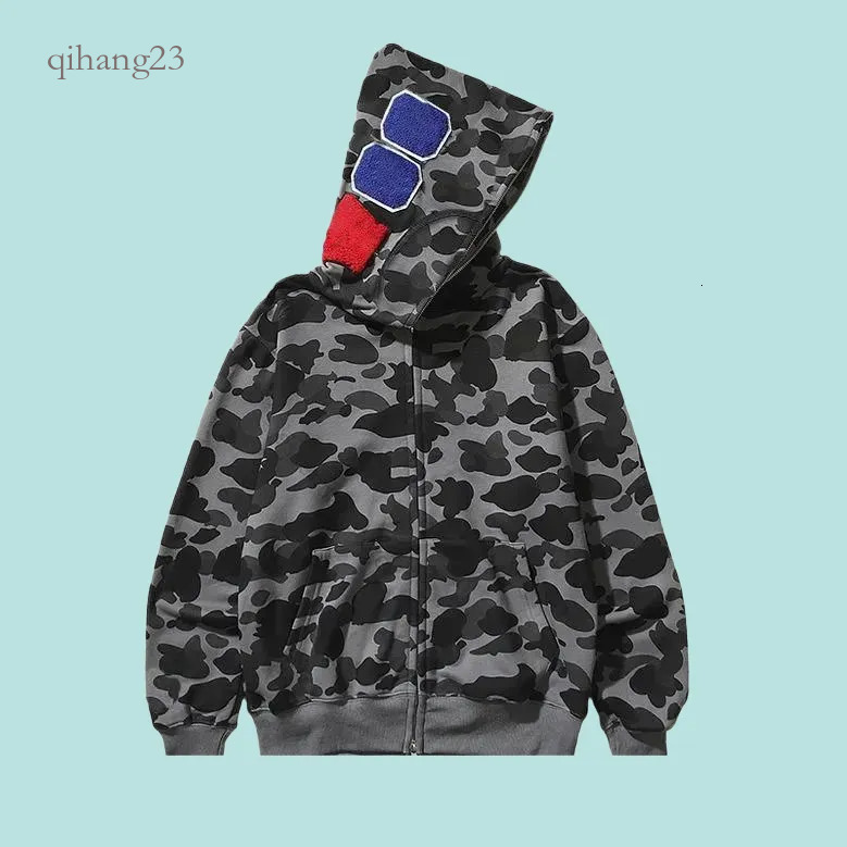 Hoodies Men Designer High Quality Classic Zip Hoody Shark Jacket Camo Streetwear Camouflage Letter Print Sweatshirt Cotton Pullover Hoodies B18