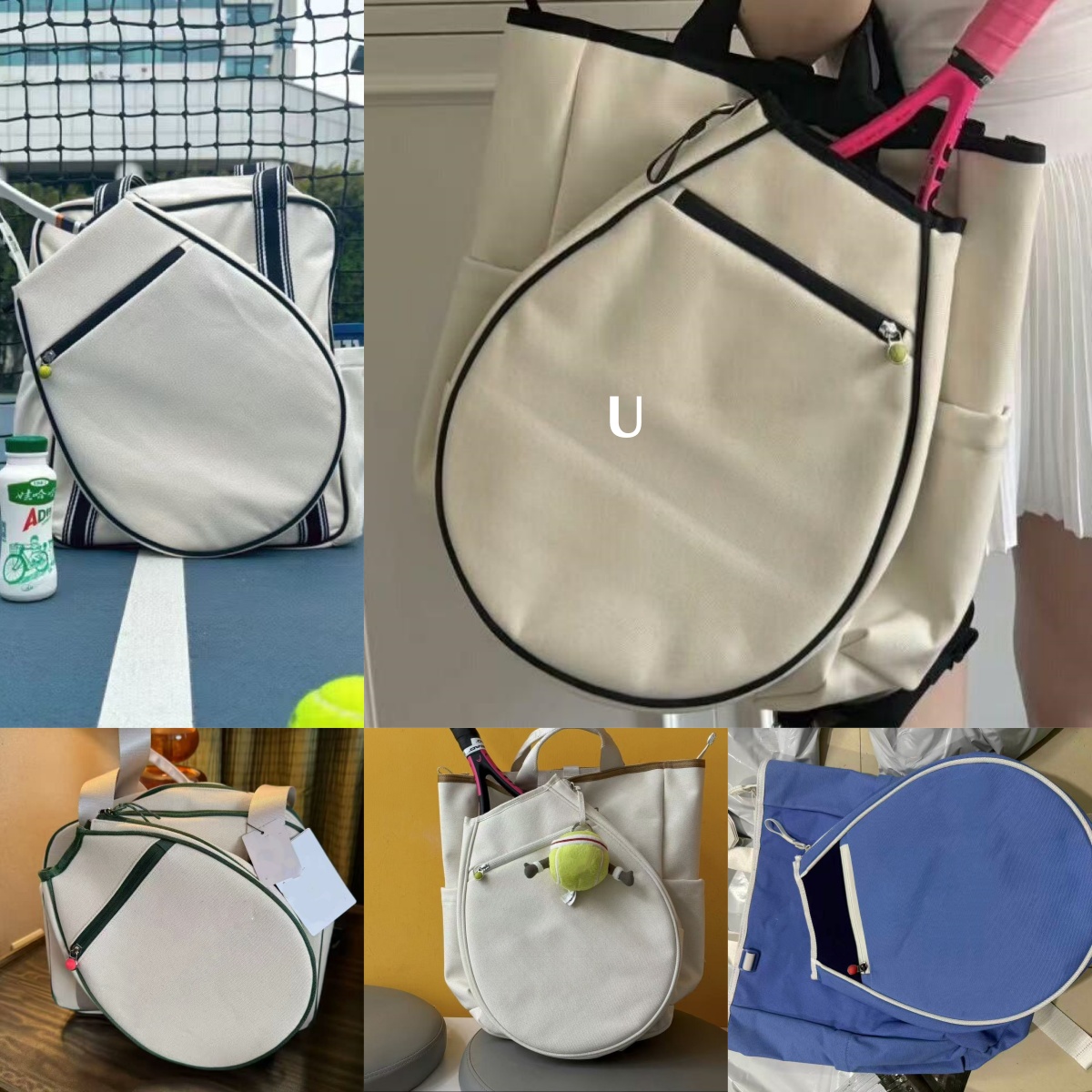 L5488 Sac de tennis à la mode pour hommes et femmes avec doubles bretelles Compartiment de raquette de grande capacité Sac à dos de sport de tenn