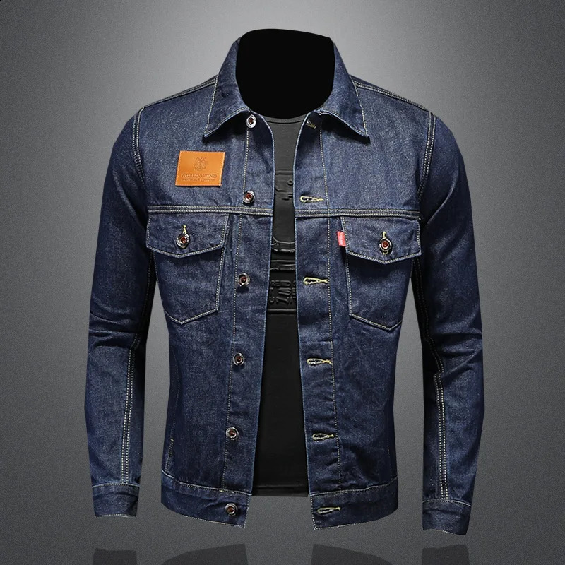 Men's High-Quality Dark Blue Casual Denim Coat Classic Fashion European Style Handsome M-4XL 260916