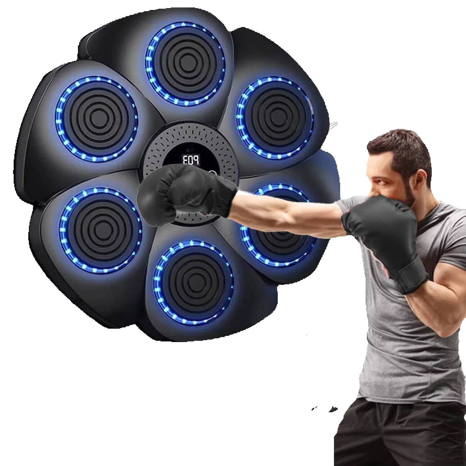 2026 New outdoor Intelligent Music With Gloves Wall Mounted Machine Suitable For Adults Children Bluetooth Compatible Boxing Equipment 240906 Free S