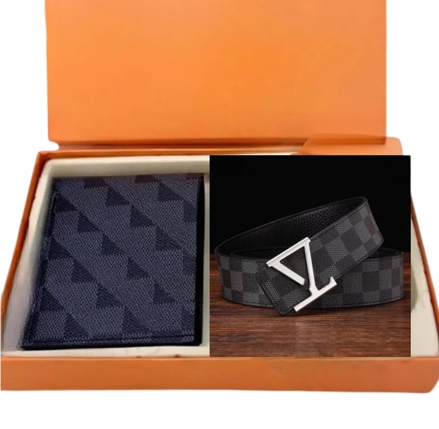 Designer Belts Men Luxury Wallet Gift Set - Business Pu Leather Waistband Short Wallets Two-In-One Size105cm-125cm Gift Dust-Proof Bag Fashion Acces