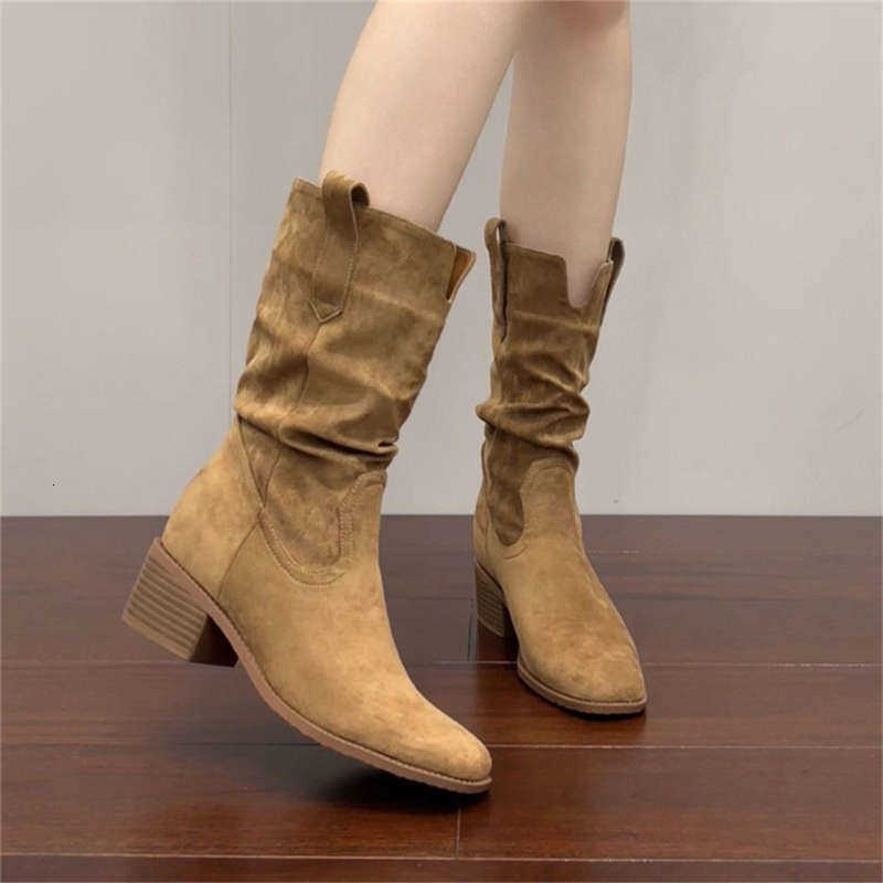 Boots 2026 New Autumn Women's Coarse Heel Middle Barrel Short Boots Pile up Boots for Women D260916