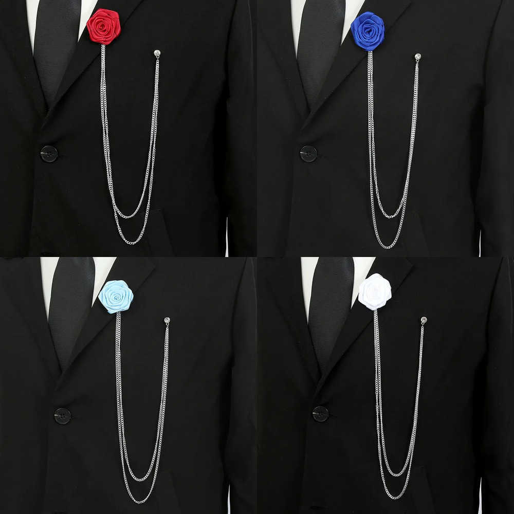 Brooch Long Chain Corsage New Fashion Korean British Men's Women's Suit Accessories Personality High-end Rhinestone Chains Pins J260915