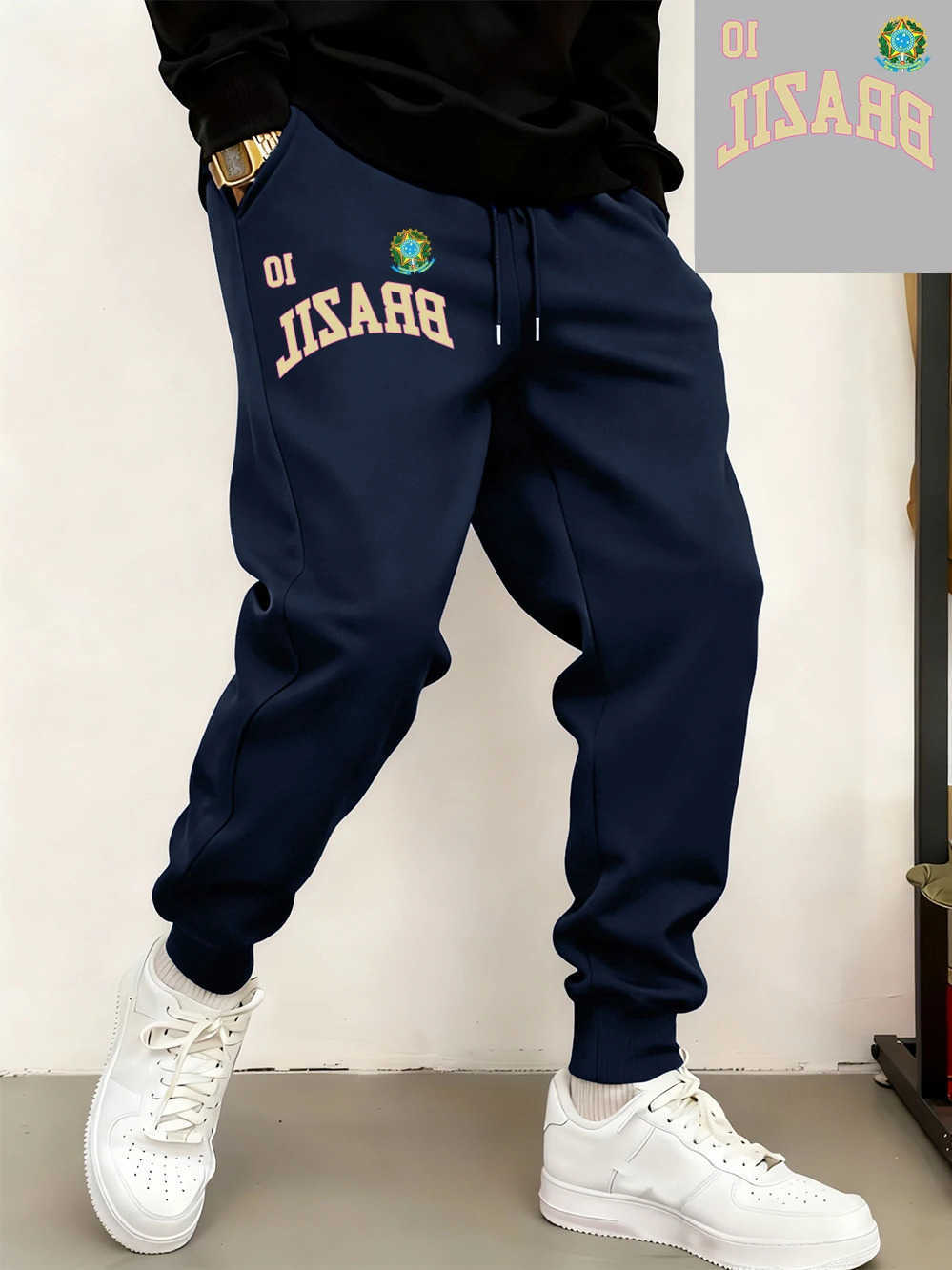 Mens Prints Sweatpants Brazil Flag Winter Comfortable Trousers Basics Loose Pocket Jogger Pants Casual Warm Male Clothes D260916