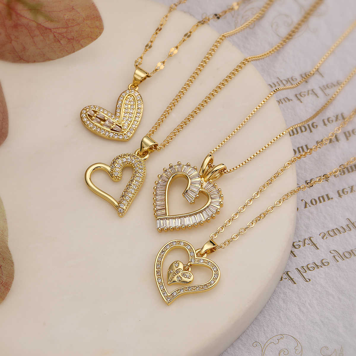 Non-Fading Gold Mafisar Color 316L Stainless Steel Party Jewelry Shiny AAA CZ Zircon Heart Pendants Necklaces For WomenT260916