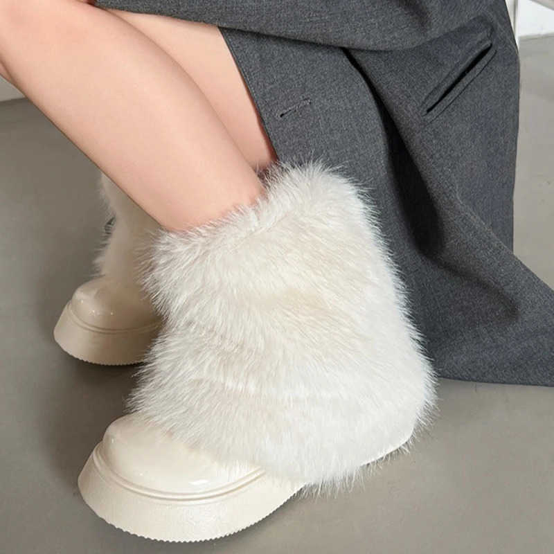 Keep Winter Fluffy Snow Boots Warm White Fur Women Ankle Boots Furry Lightweight Trend Cozy s Shoes fashion Botas Mujer D260916